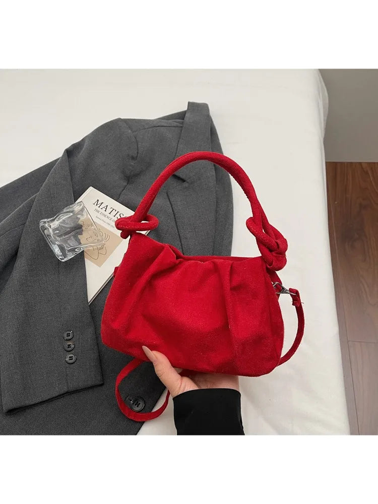 Suede Shoulder Bag Unique Niche Design Fashion Versatile Portable Messenger Bag