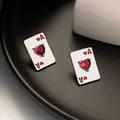 Creative Love Zircon Poker Stud Earrings For Woman Trendy Enamel Geometry Earrings Charm Office Party Accessories Jewelry Gifts