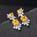 Simple Geometric Zircon Square Shape Stud Earrings Cute Shiny CZ Bride Bridesmaid Earring Jewelry