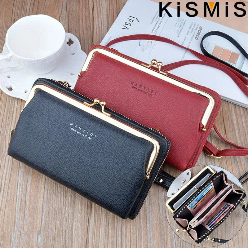 Ladies Crossbody Bag Double Layer PU Leather Handbag for Women Casual Shoulder Purse Wallet Clutch Everyday Use Travel