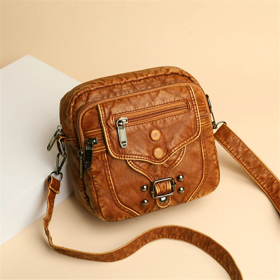 Many Pockets Shoulder Crossbody Bags for Women 2022 Brand Designr Soft Leather Handbags Leisure Style Ladies Messenger Bags Sac