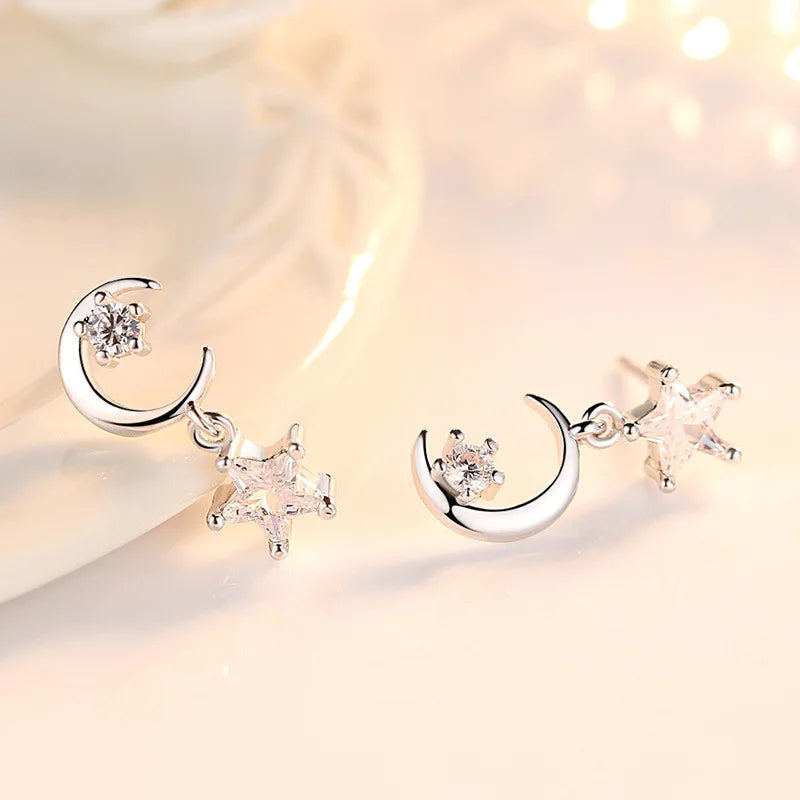 Zircon Real 925 Sterling Silver Earrings Channel Cubic Zirconia Silver Stud Earrings for Women Sterling Silver Jewelry ER454