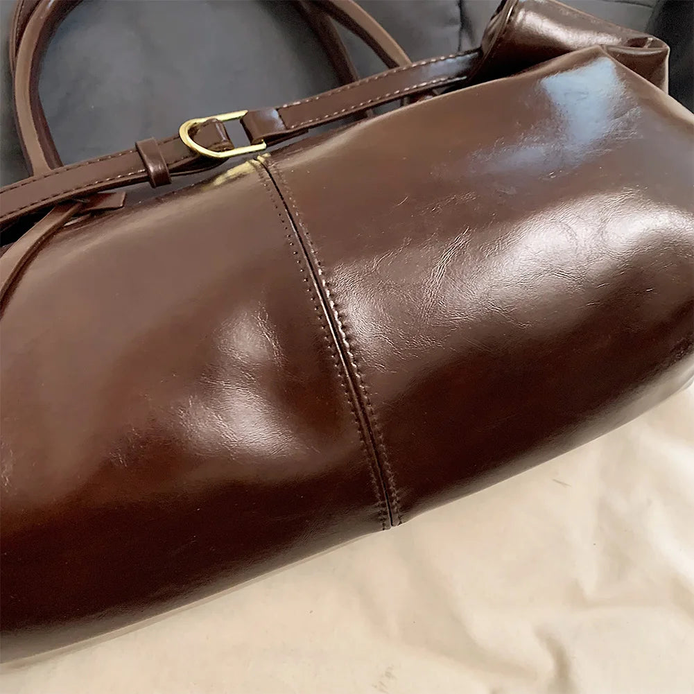PU Leather Hobo Handbag Slouchy Shoulder Bag Fashion Work Bags Large Satchel Bag for Women Work Shopping Travel
