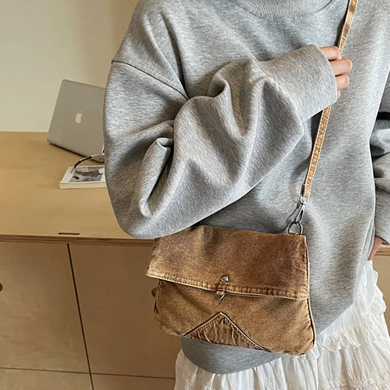 Summer Korean Style Denim Crossbody Bag Fashion Women'S Shoulder Bag Underarm Bag Small Square Bag Adjustable Shoulder Strap