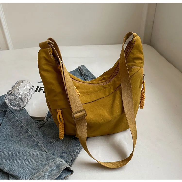 Leisure Unisex Crossbody Bags Summer New Campus Sports Style Shoulder Hobos Bag Solid Color Large Capacity Messenger Bag