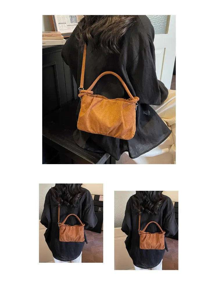 Suede Shoulder Bag Unique Niche Design Fashion Versatile Portable Messenger Bag