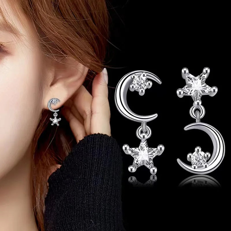 Zircon Real 925 Sterling Silver Earrings Channel Cubic Zirconia Silver Stud Earrings for Women Sterling Silver Jewelry ER454