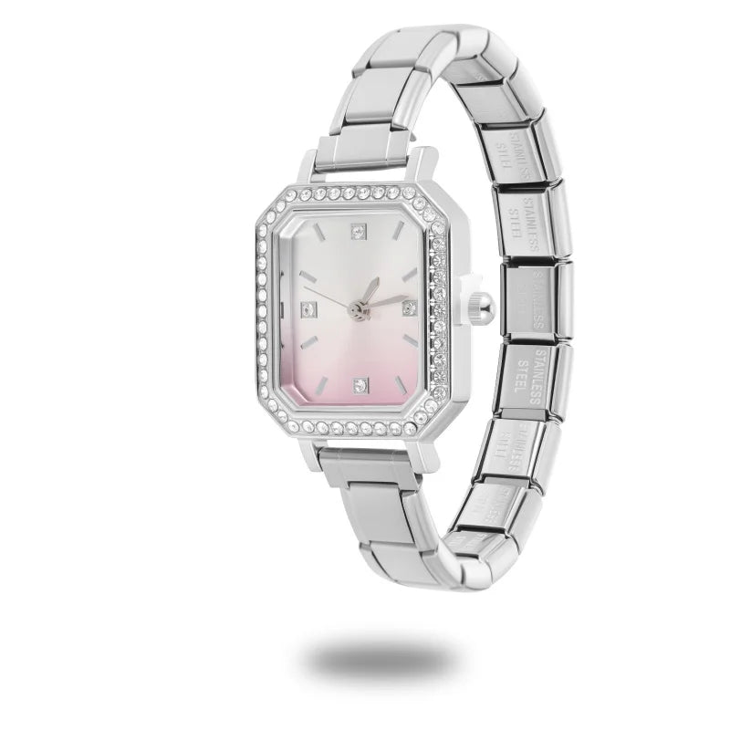 New Fashion Men Women's DIY 9mm Width Italian Elastic Charm Stainless Square Round Watch Bracelet Bangle For Birthday Gifts