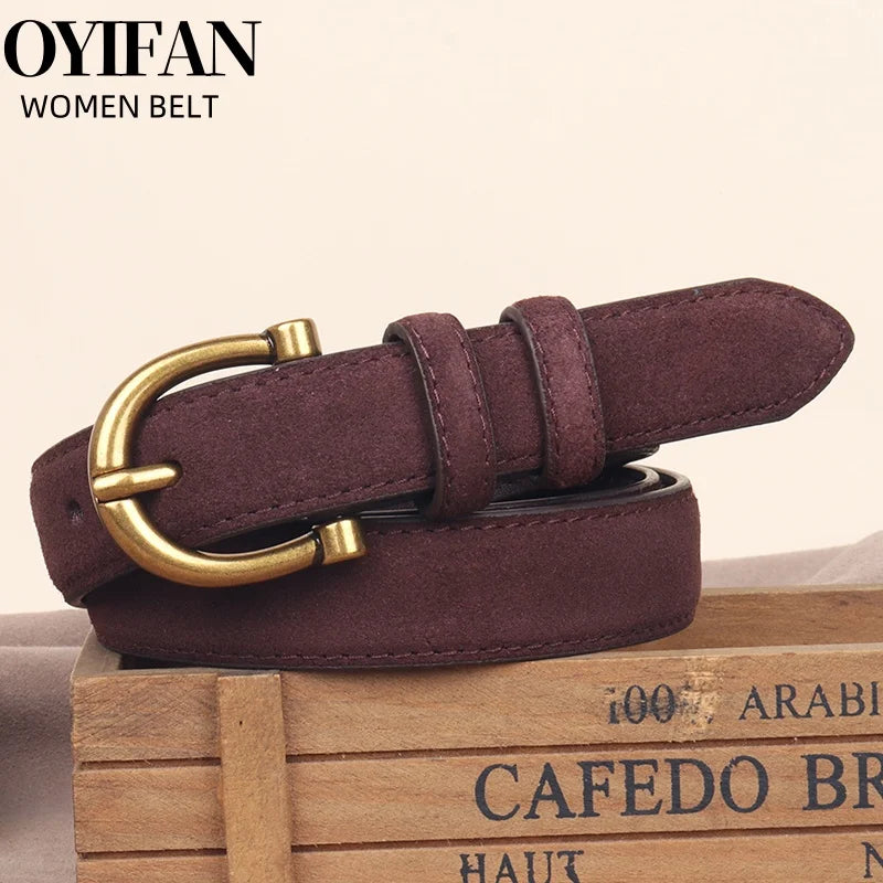 Luxury suede belt for women Stylish Leather belt Gold pin buckle Cow Leather Branded belt Clothing accessories women belt