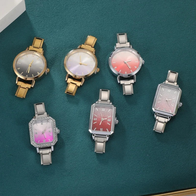 New Fashion Men Women's DIY 9mm Width Italian Elastic Charm Stainless Square Round Watch Bracelet Bangle For Birthday Gifts