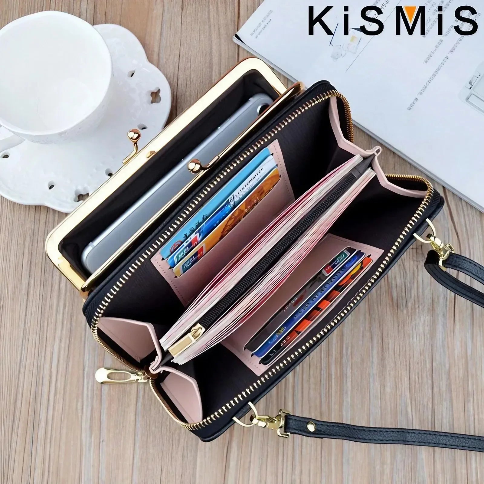 Ladies Crossbody Bag Double Layer PU Leather Handbag for Women Casual Shoulder Purse Wallet Clutch Everyday Use Travel