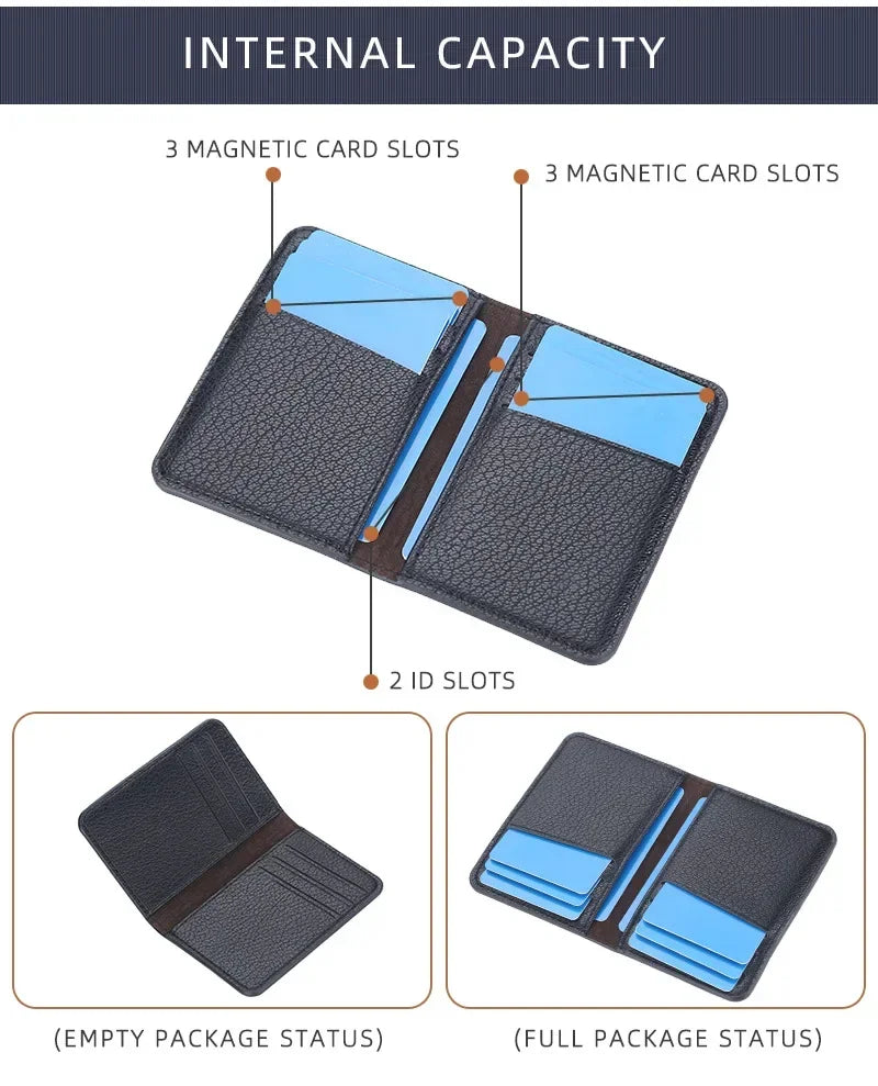Men's Minimalist Leather Card Wallet Slim Thin Soft Purse Small Credit Card Holder Bank ID Mini Organizer for Men