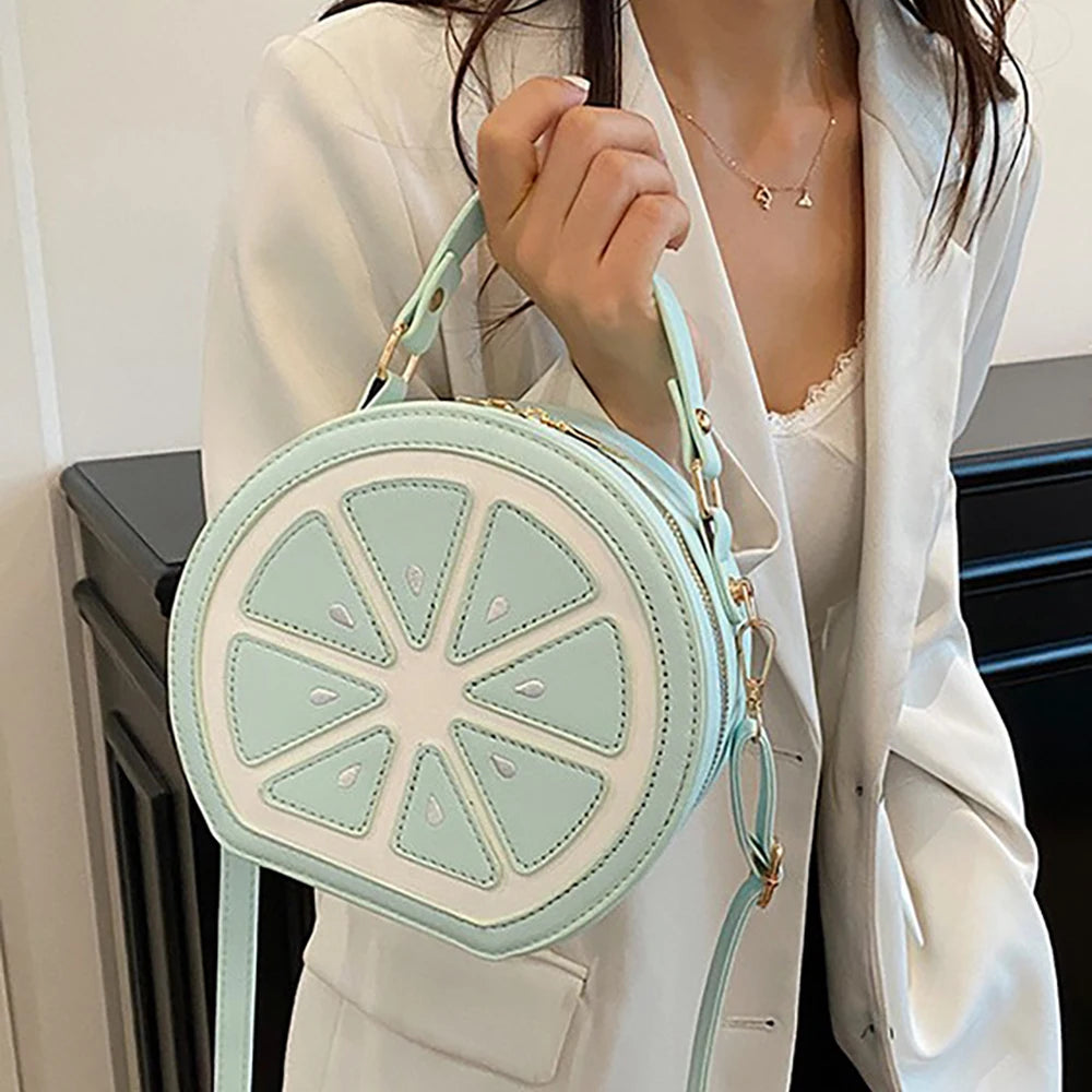 Creative Fruit Design Crossbody Bags for Women Phones Summer Cute Orange-Slices Shaped Circular Small Single Shoulder Bag 2025