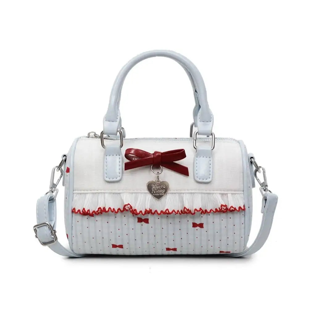 Sweet Style Square Crossbody Bag Waterproof Zipper Bow Design Small Bowling Bag for Party Daily Use Cute Shoulder Purse
