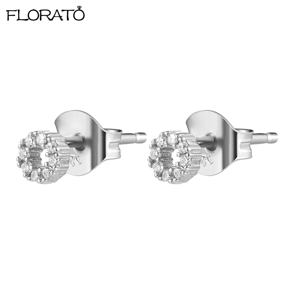 Inlaid Crystal Stud Earrings 925 Sterling Silver Ear Needle CZ Earrings For Women Fashion Popular Jewelry Exquisite Gift