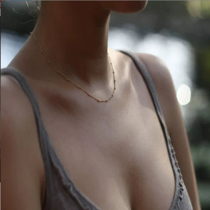 Gold Plated And Silver Plated Copper Bead Fine Necklace For Women's Parties Fashionable Jewelry Chain Gift Accessories Wholesale