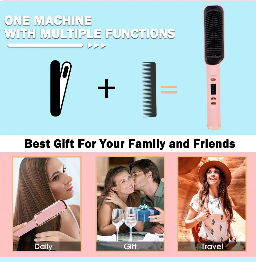 Hair Straightener Brush Electric Hot Comb Hair Straightener Hair Brushes Comb Hot Heating Comb Multifunction Hair Straightener