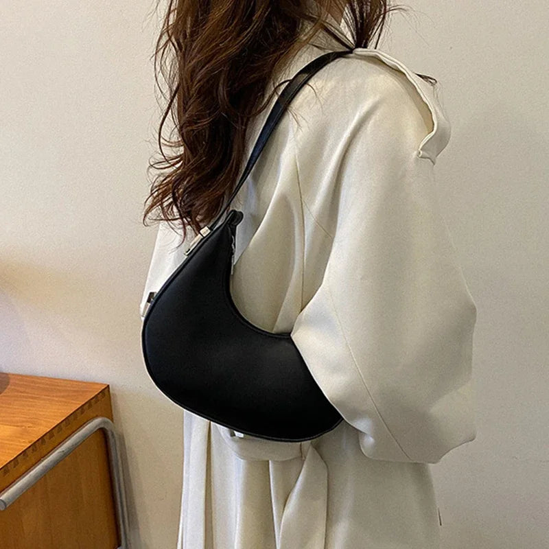 Fashion Luxury Design PU Leather Hobo Shoulder Bag Women Small Clutch Handbag Purse Female Underarm Bag Travel Totes