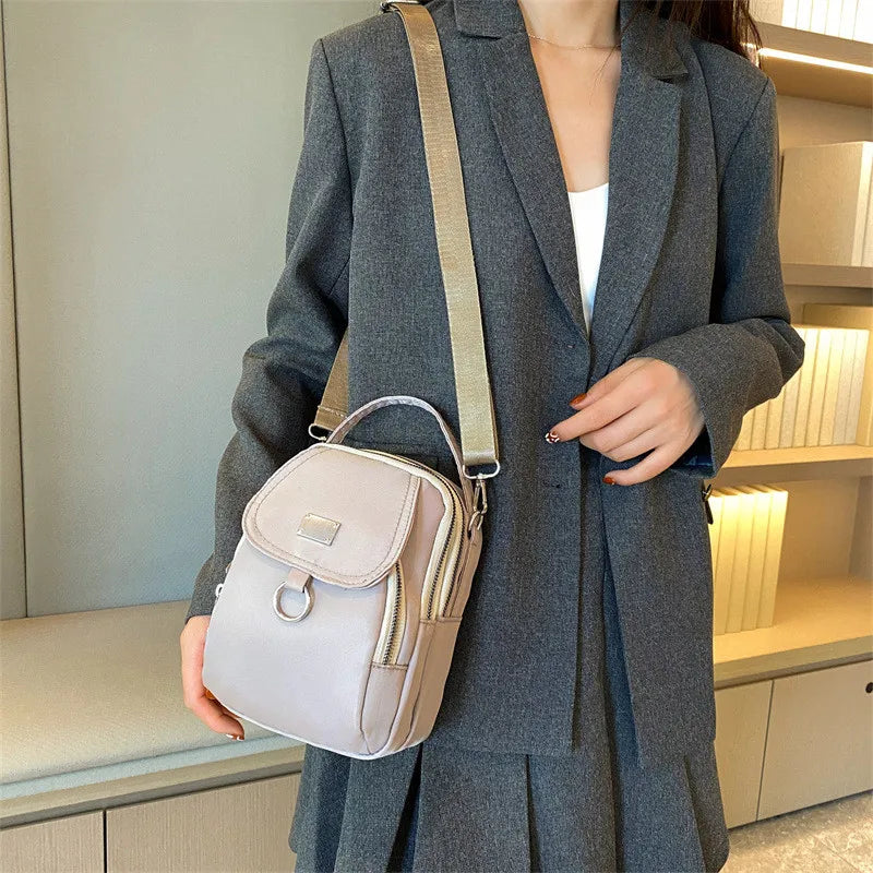 Fashion Simple Oxford Women's Crossbody Bag with Multiple Zipper Pockets Casual Mini Shoulder Bag with Chic Design for Daily Use