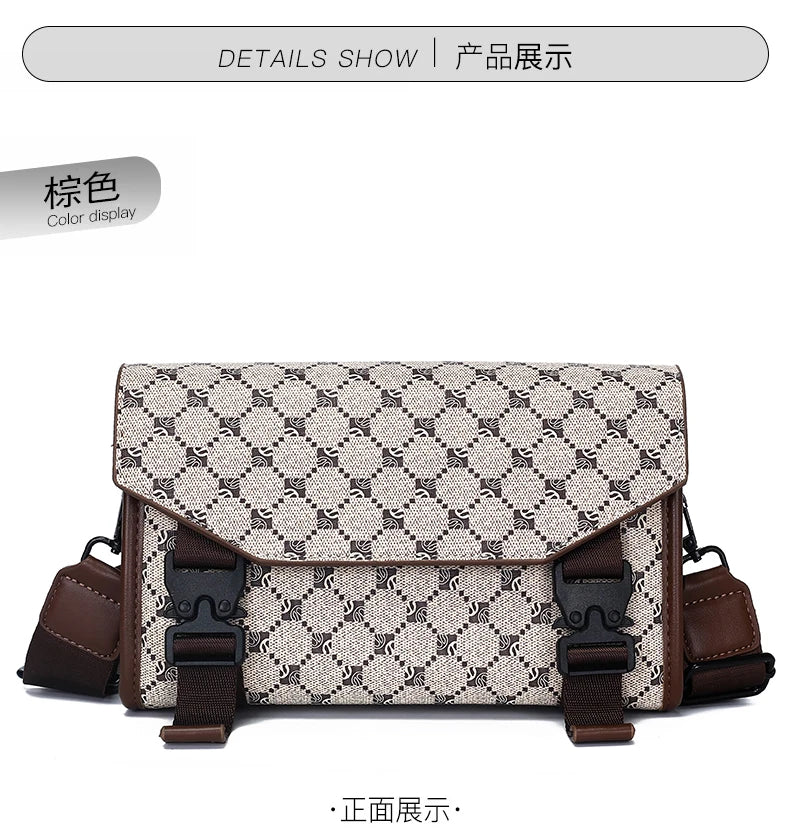 2026 New Design Shoulder Bag Men Crossbody Bag Fashion Business PU Leather Shoulder Bag Male Mobile Phone Bag Purses Handbags