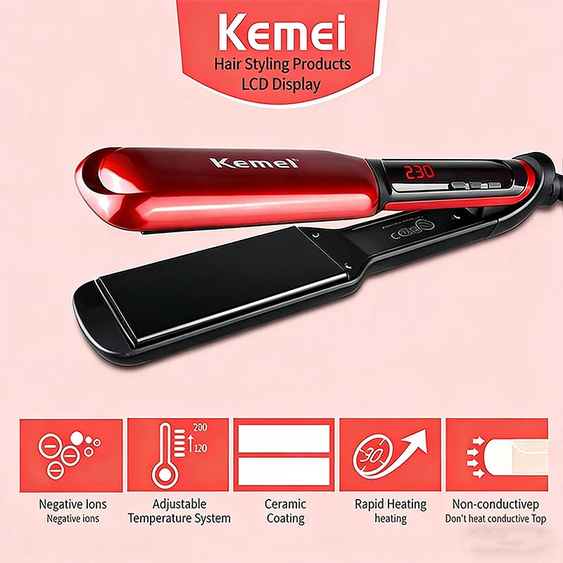 KM-9620 Professional Hair Straightener Iron Multi-Style Salon Quality Styling Tool for Perfect Hairstyling Hair Care Stack Iron