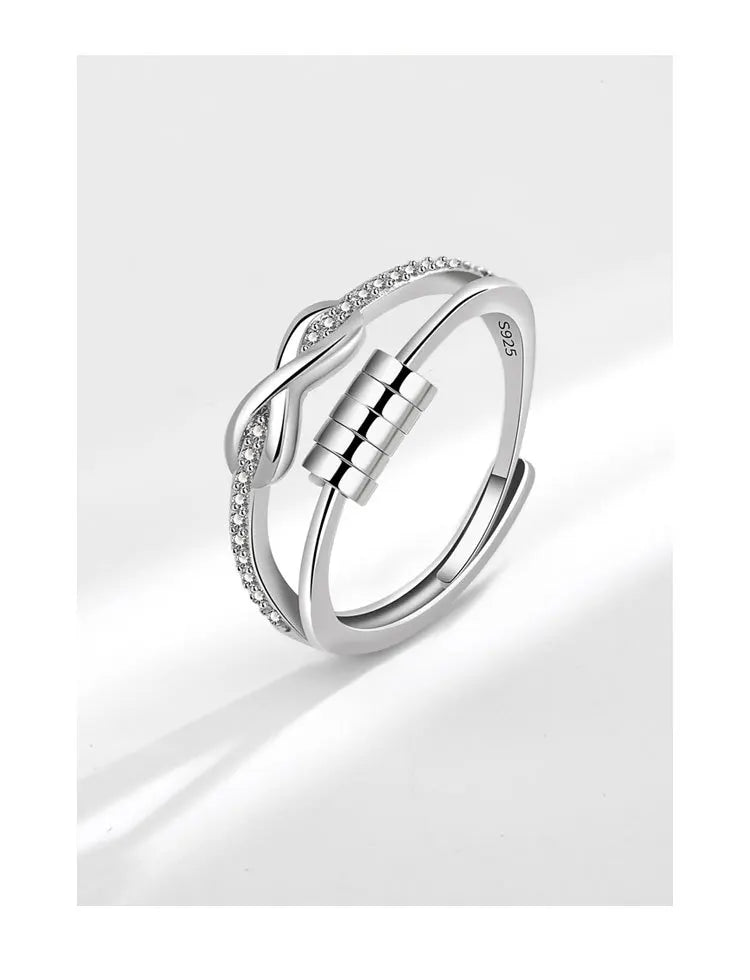 Luxury Infinite Love Adjustable Fidget Rings For Women Rotating Beads Crystal Anxiety Relief Spinning Ring Jewelry Anillos Mujer