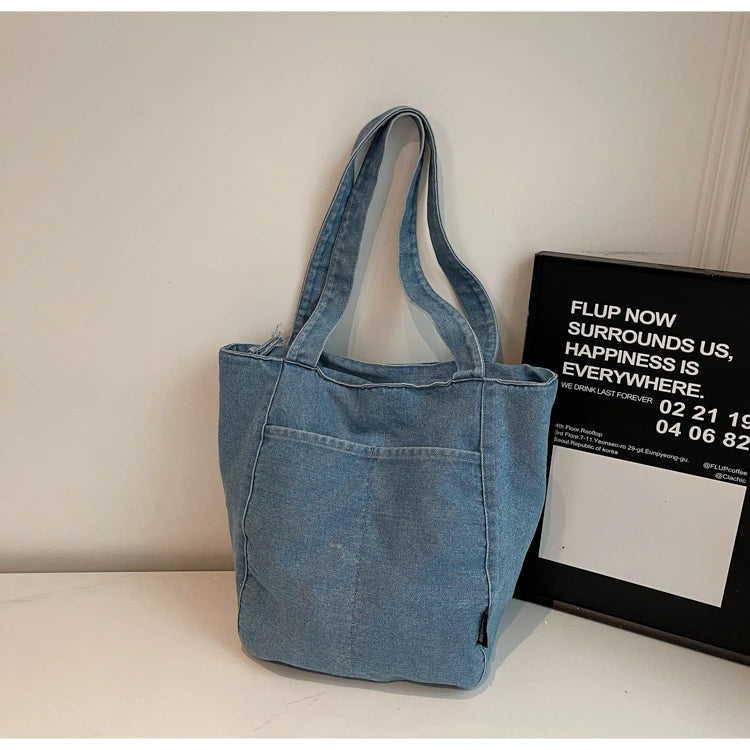 Casual Denim Shoulder Bag for Women Minimalist Daily Commute Crossbody Bag with Interior Zipper Pocket  Simple & Cool Design