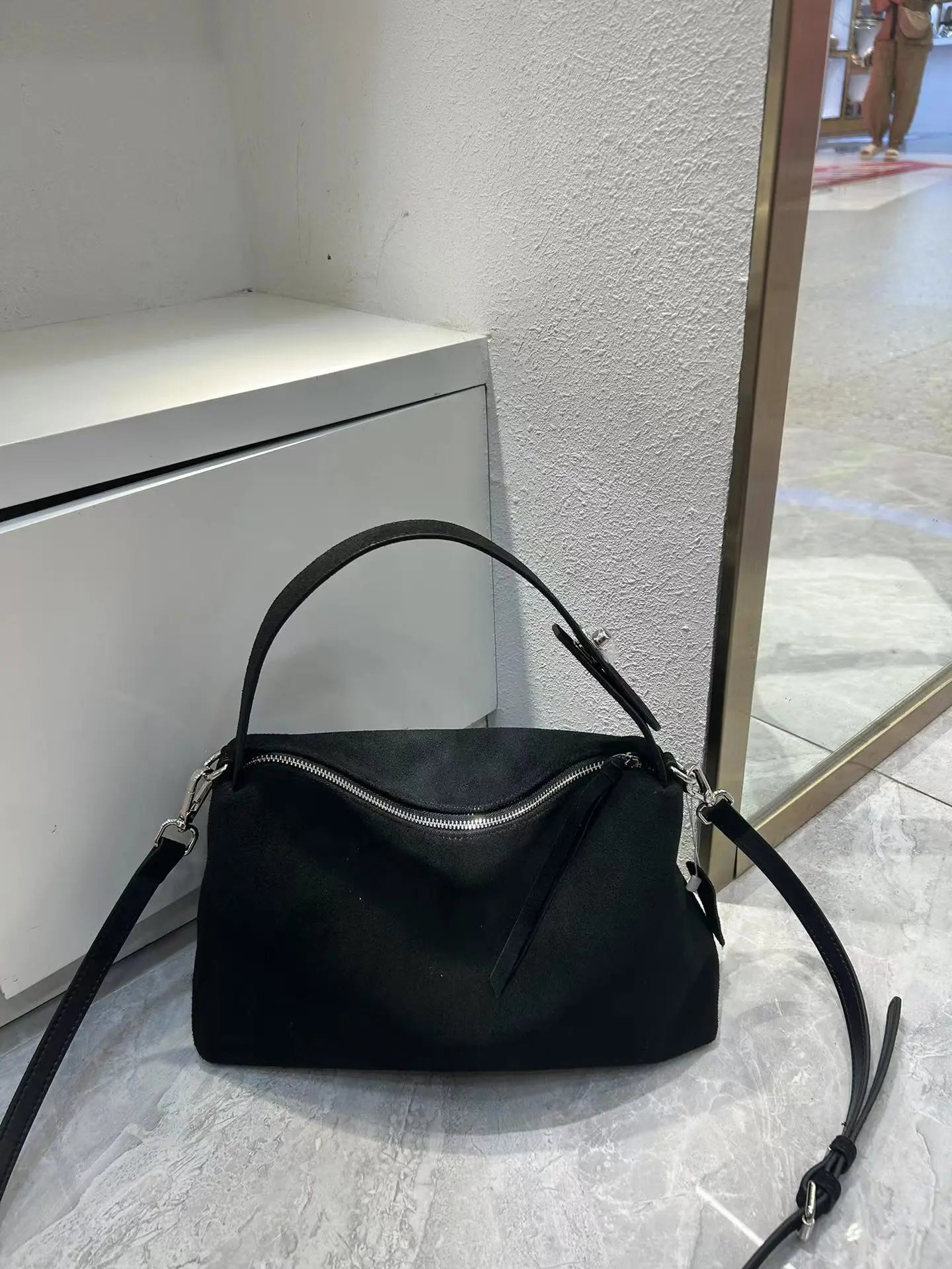 Genuine Grade Autumn Winter Big Boston Luxury Designer Tote Soft Matte Suede Leather Women Handbag Female Shoulder Crossbody Bag