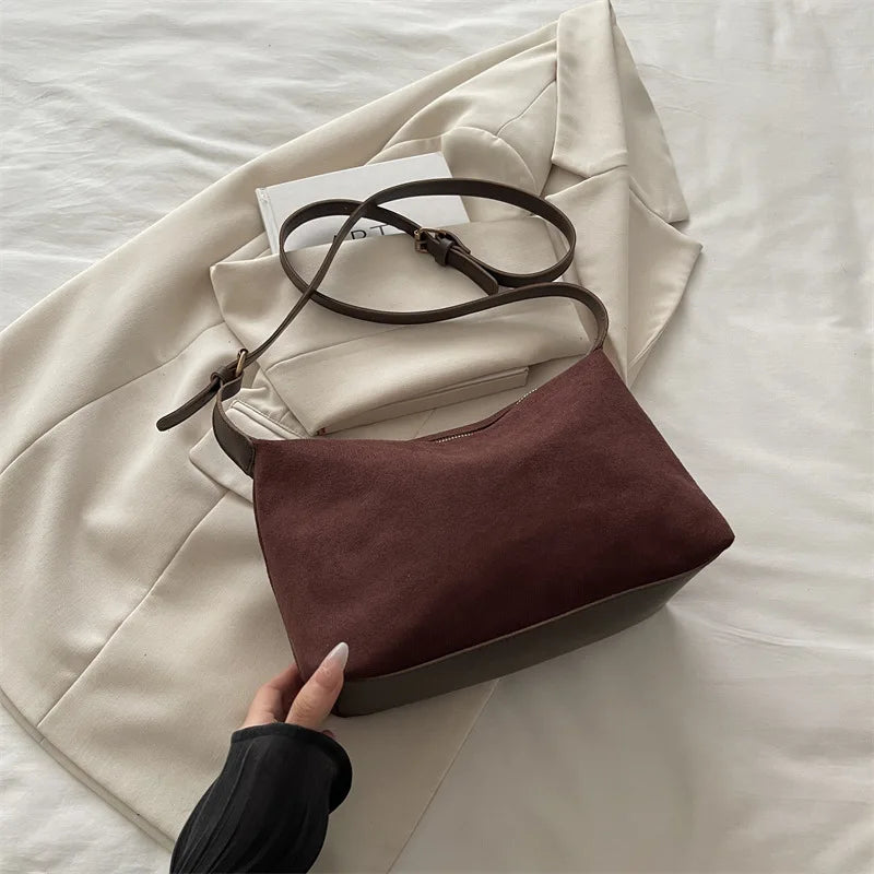 New Suede Relaxed Style Tote Bag new style underarm handbag Travel Shoulder Handbags Fashion Simple Female Crossbody Bag Tote