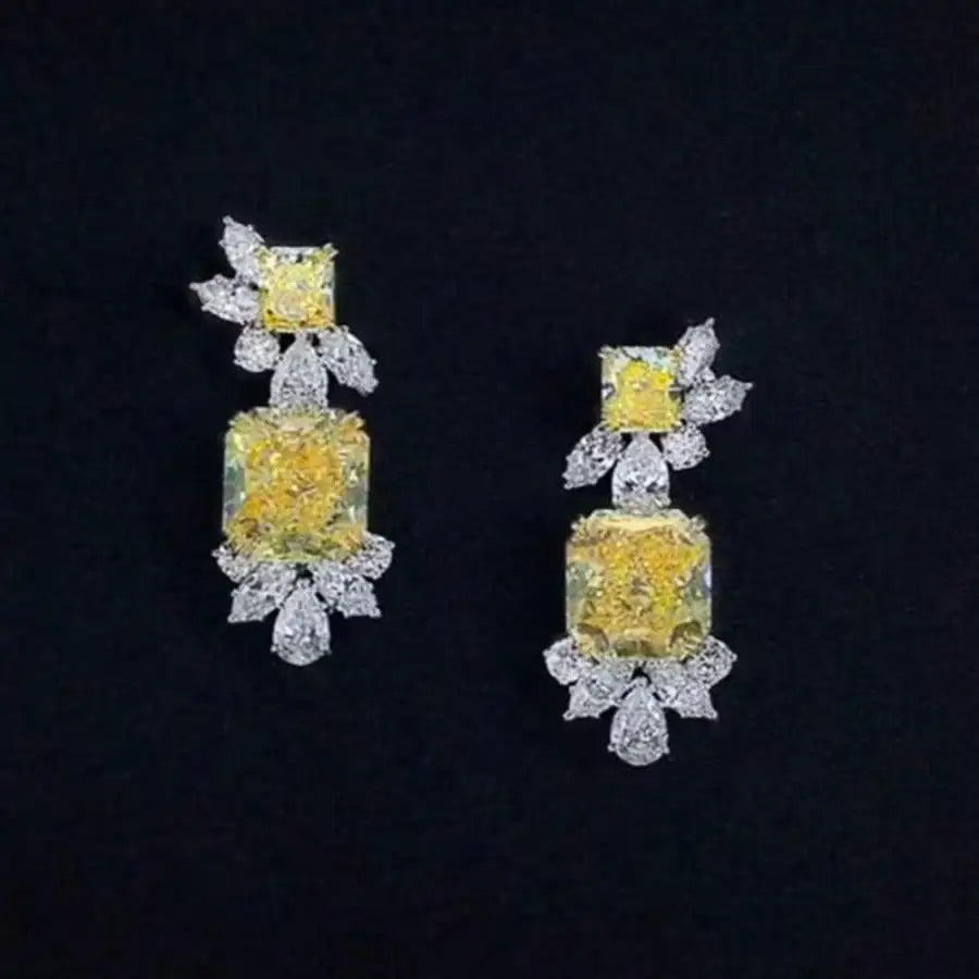 Simple Geometric Zircon Square Shape Stud Earrings Cute Shiny CZ Bride Bridesmaid Earring Jewelry