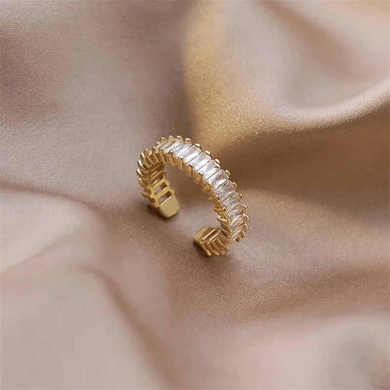 Luxury Retro Gold Color Double Oil Drip Open Rings for Women Irregular Adjustable Finger Ring 2023 New Trendy Wedding Jewelry