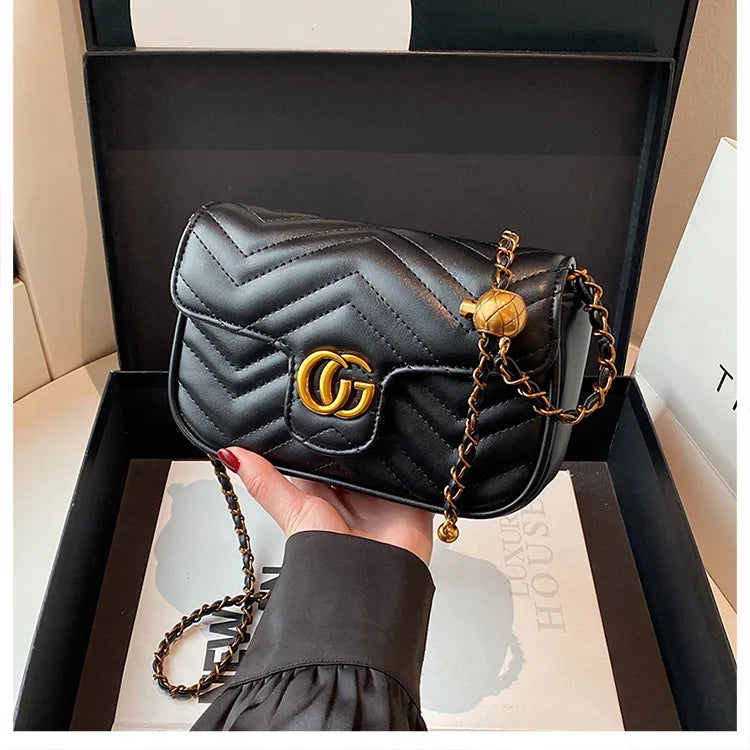 Fashion Design Women's Small Square Stylish Handbag Luxury Chain Crossbody Shoulder Handbags Luxury Embroidered Check Square Bag