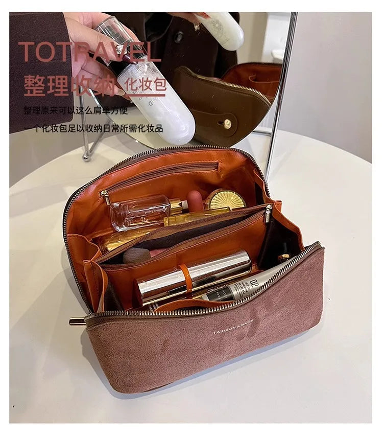 PU Suede Makeup Bag 2026 New Handheld Storage Bag Travel Makeup Bag