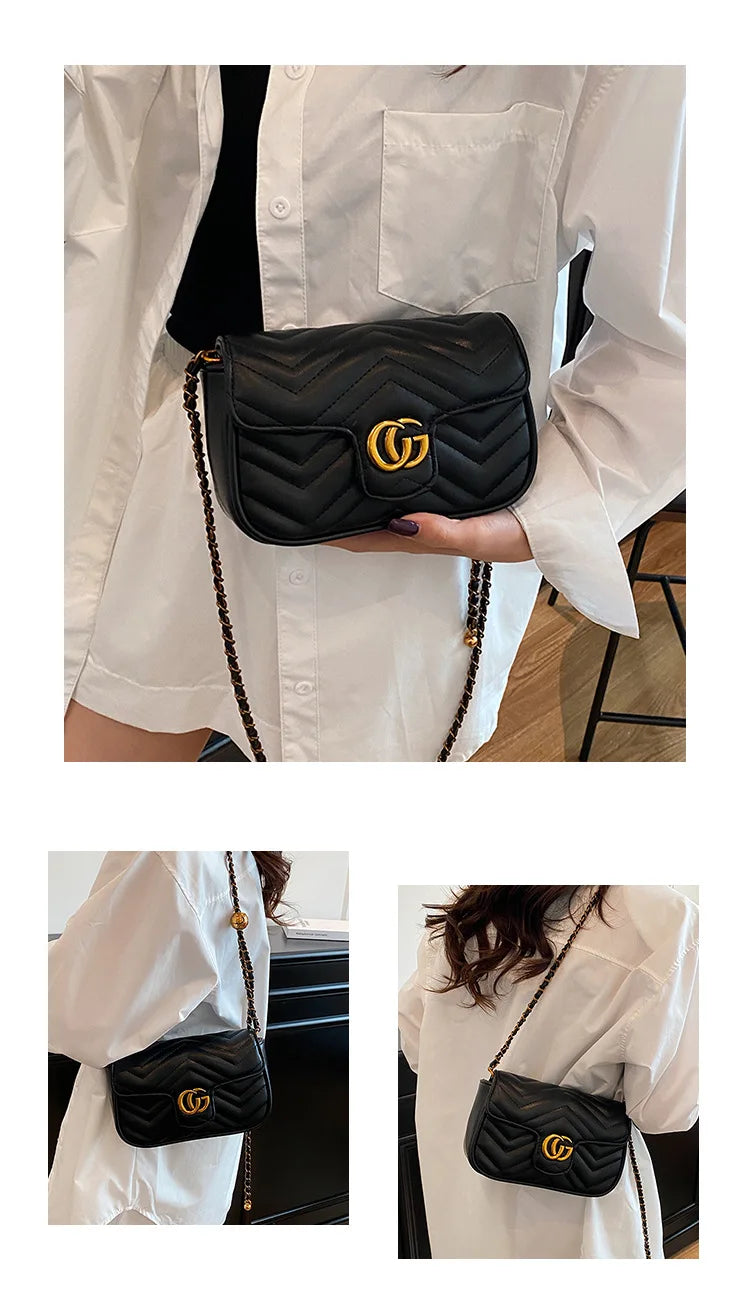 Fashion Design Women's Small Square Stylish Handbag Luxury Chain Crossbody Shoulder Handbags Luxury Embroidered Check Square Bag