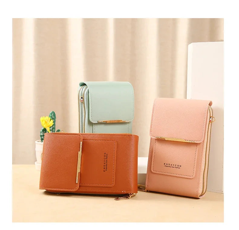 Women Crossbody Shoulder Bags Wallets Touch Screen Cell Phone Purse Soft Leather Strap Handbag for Female Luxury Messenger Bags