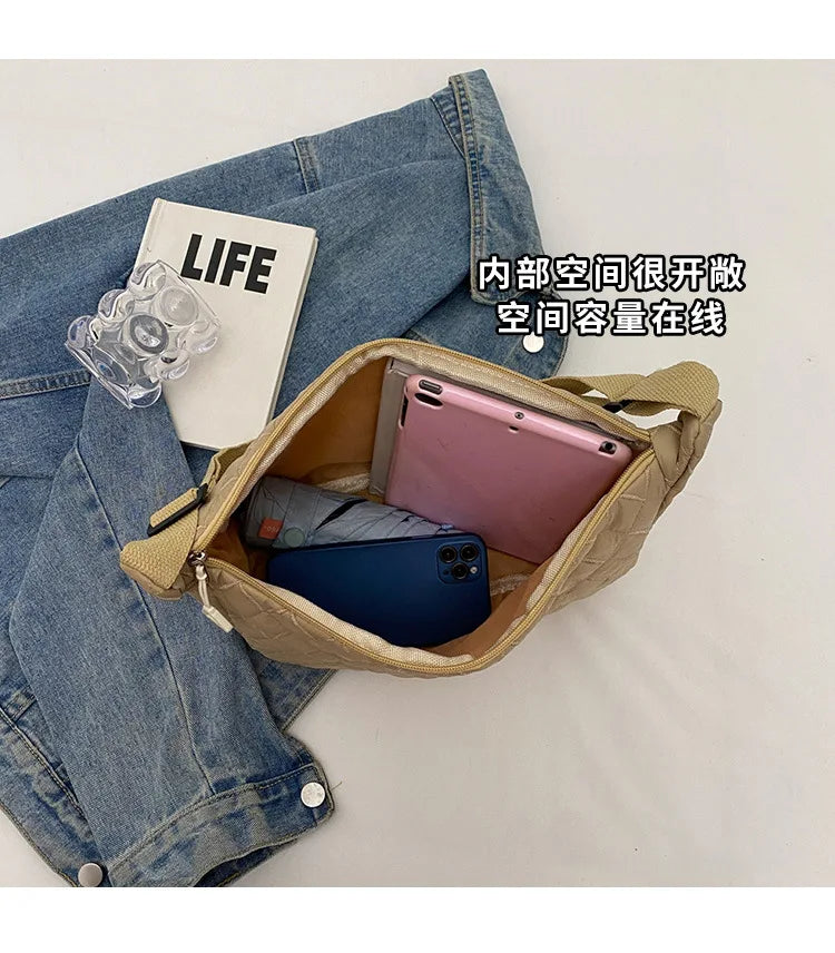 2025 Spring Grid Dumpling Bag Women Crossbody Shoulder Bag ins Design Casual Daily Use Purse