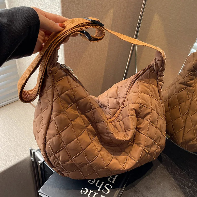 2025 Spring Grid Dumpling Bag Women Crossbody Shoulder Bag ins Design Casual Daily Use Purse