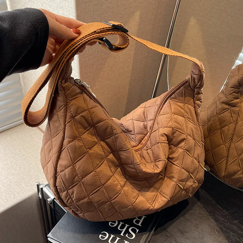 2025 Spring Grid Dumpling Bag Women Crossbody Shoulder Bag ins Design Casual Daily Use Purse