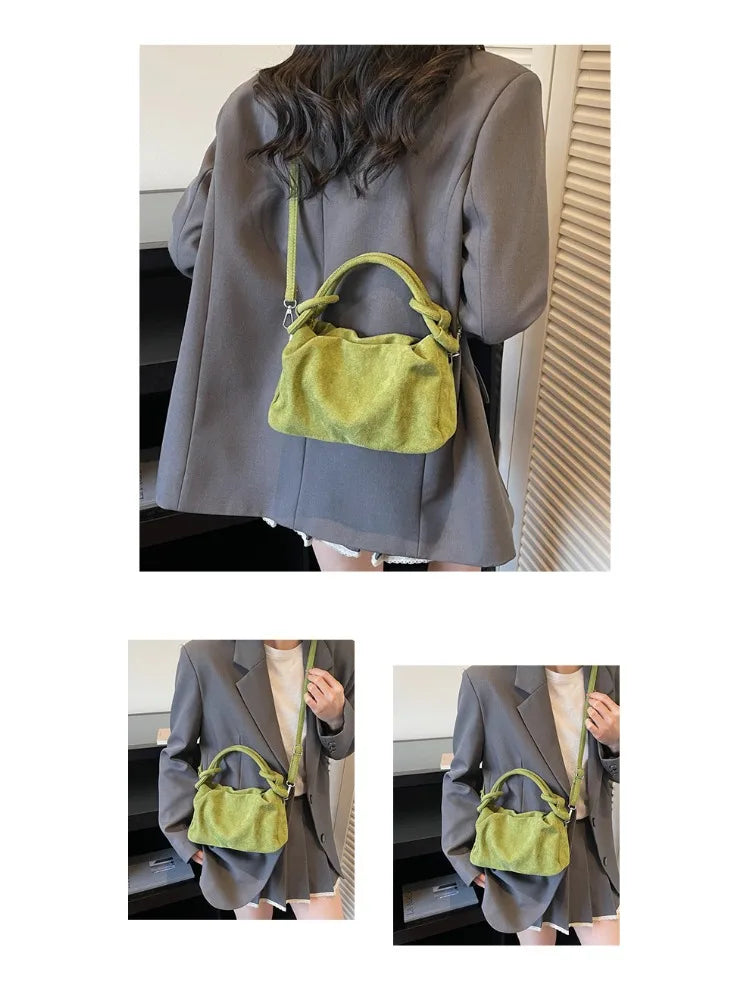 Suede Shoulder Bag Unique Niche Design Fashion Versatile Portable Messenger Bag