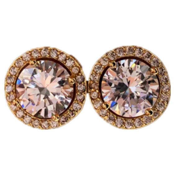 Fashion Women's Round Zircon Studs Earrings Wedding Jewelry Luxury Earrings for Women Birthday Party Anniversary Gift Wholesale