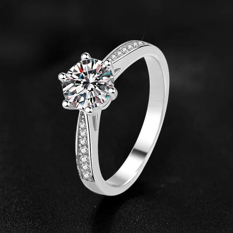 Luxury 925 Sterling Silver Zircon Adjustable Women's Engagement Ring Wedding Fashion Jewelry Accessories