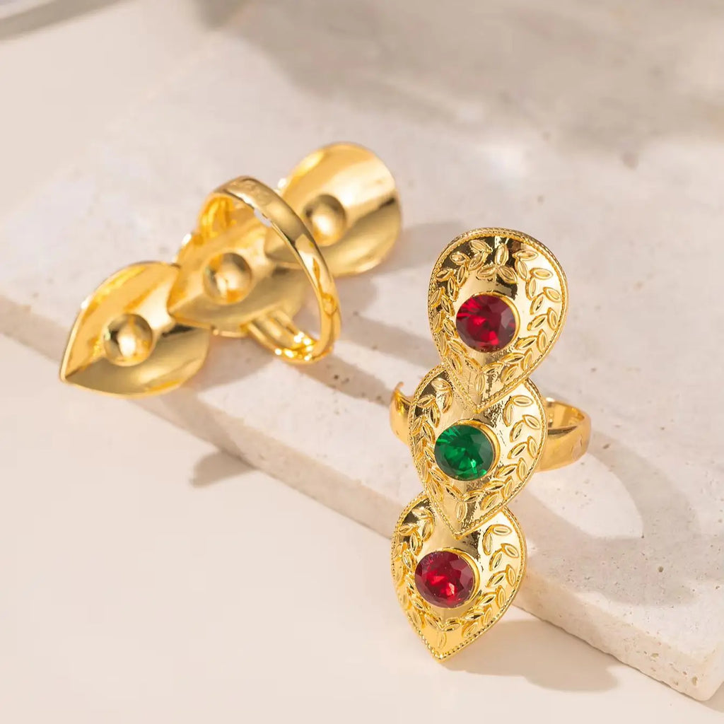 Adjustable Size Gold Plated Joint Rings for For Women Middle East Wedding Jewelry Ethnic Couple Rings Bague Femme