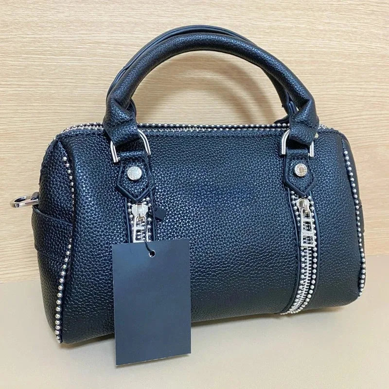 2026 New High-Quality Fashion Women's Shoulder Bag Black PU Leather Vintage Crossbody Bag Luxury Design Casual Handbag
