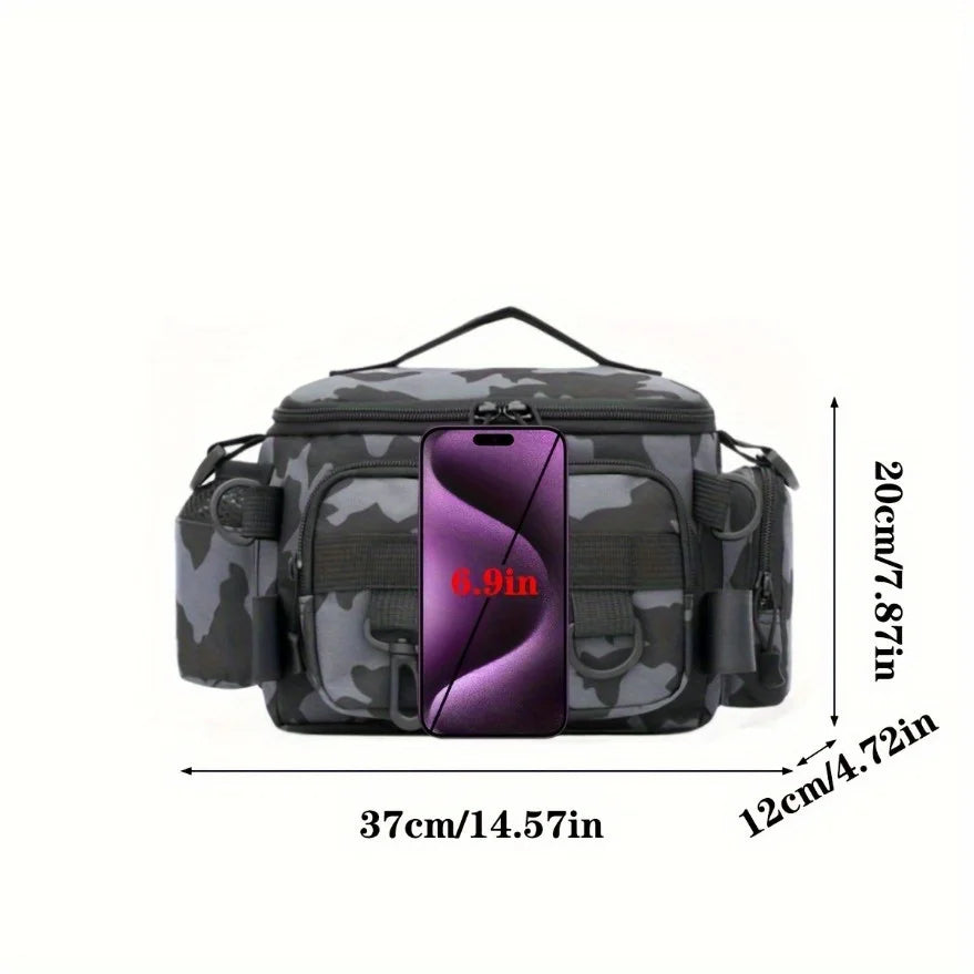 A practical fishing gear bag - canvas waist bag crossbody shoulder bag, universal travel sports bag