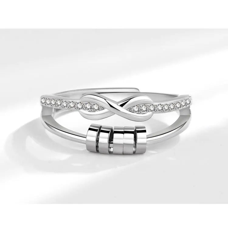 Luxury Infinite Love Adjustable Fidget Rings For Women Rotating Beads Crystal Anxiety Relief Spinning Ring Jewelry Anillos Mujer
