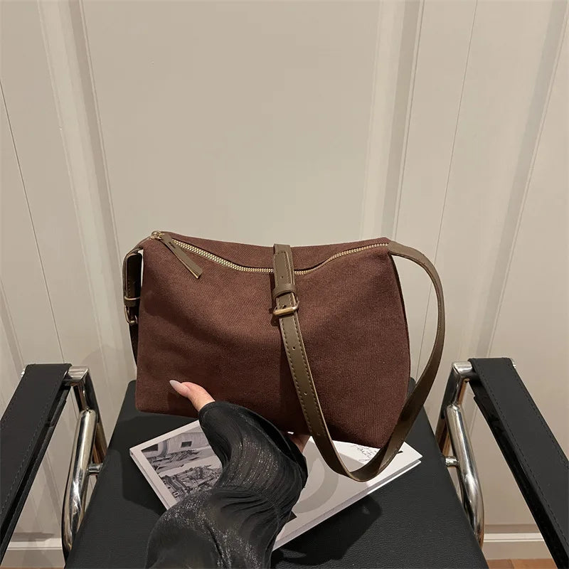 New Suede Relaxed Style Tote Bag new style underarm handbag Travel Shoulder Handbags Fashion Simple Female Crossbody Bag Tote