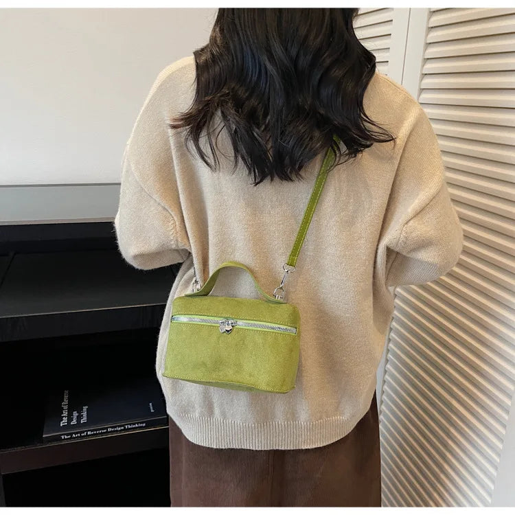 Autumn Winter Premium Suede Tote Bag Texture Simple and Versatile Crossbody Shoulder Bag Retro Vintage Stylish Lunch Box Bag