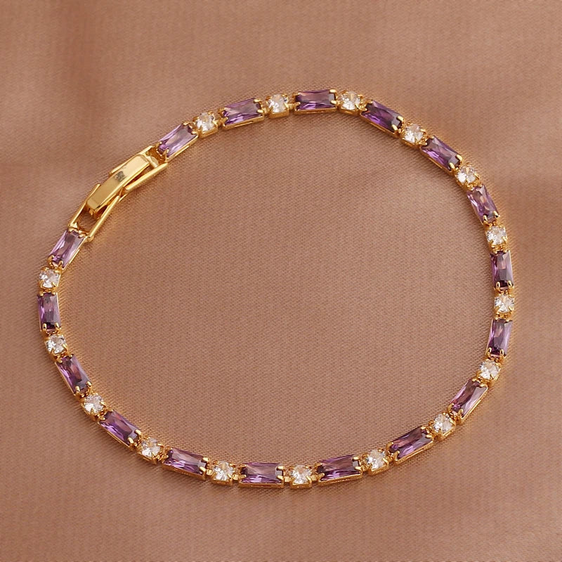 Luxury Rainbow Iced Out Zircon Tennis CZ Bracelet Women's Stretch Adjustable Bracelet Hippie Fashion Accessories Jewelry Gifts