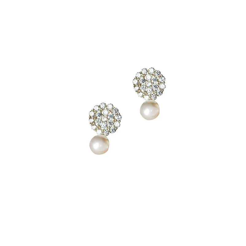 925 Sterling Silver Jewelry Exquisite Zircon Crystal Pearl Stud Earrings for Women Wedding Party Jewelry For Girls Friend Gift