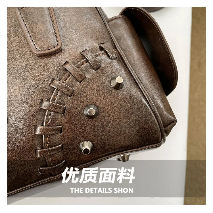 2026 Spring New Punk Gothic Cross Body Bag for Women Small Square Shoulder Bag with Metal Studs Cross Design Edgy Alternative